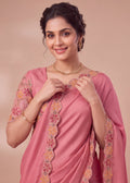Designer Luxe Multicolour Embroidered Satin Saree