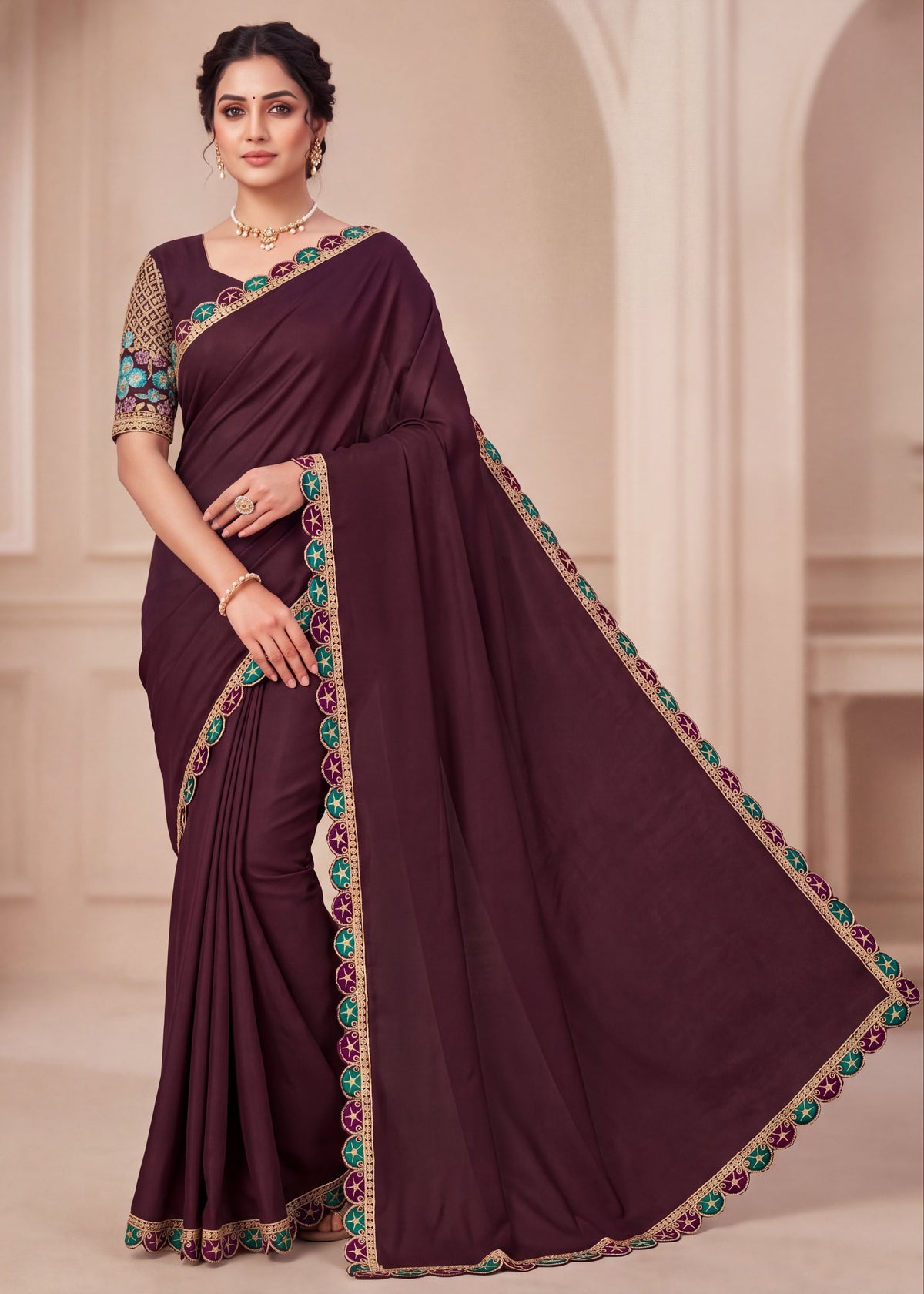 Premium Tesla Embroidered Designer Saree