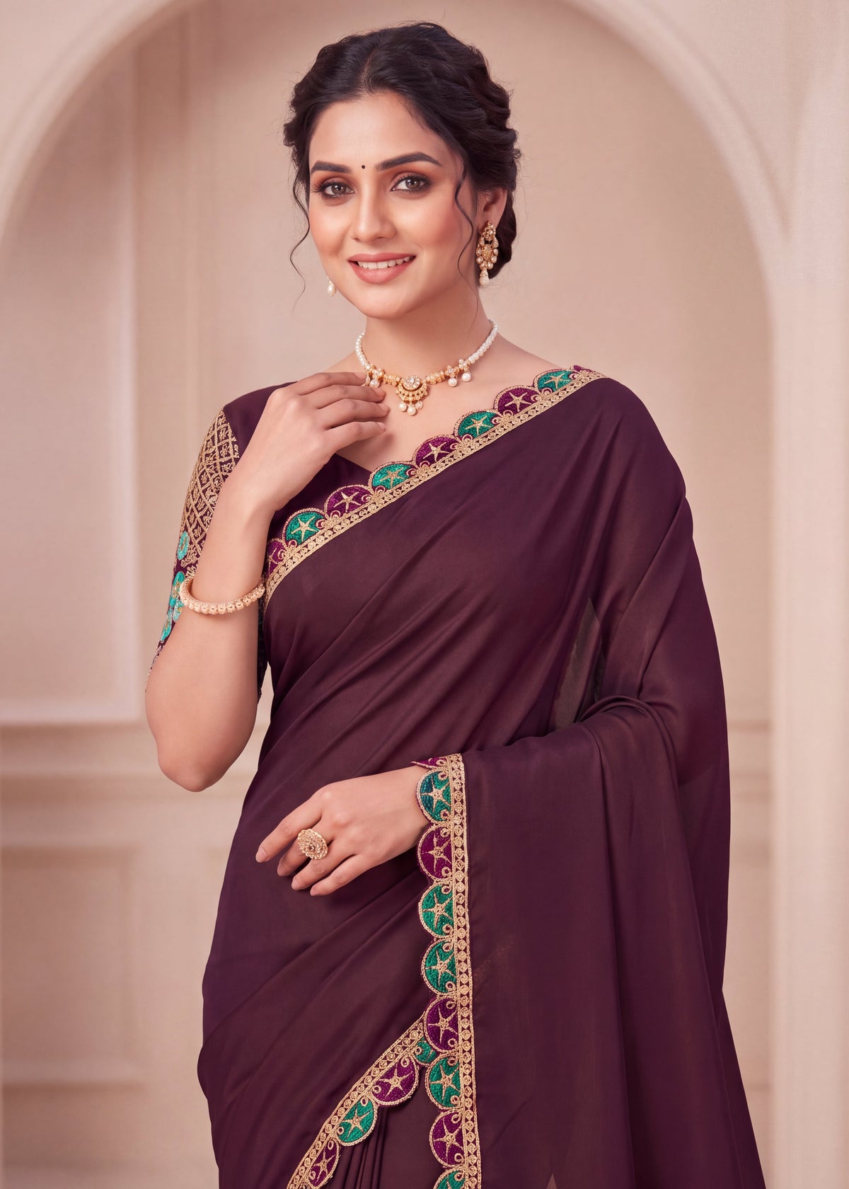 Premium Tesla Embroidered Designer Saree