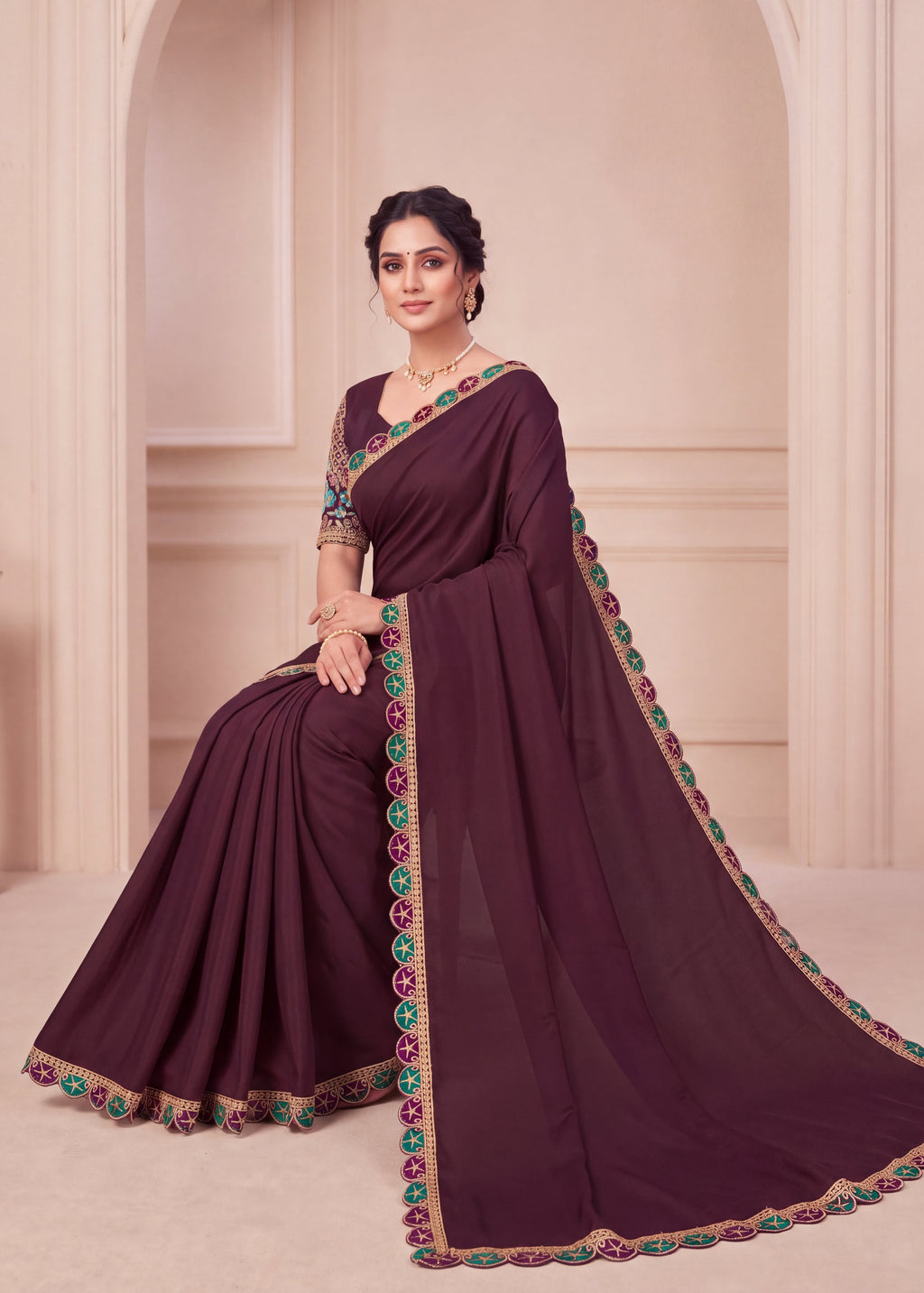 Premium Tesla Embroidered Designer Saree