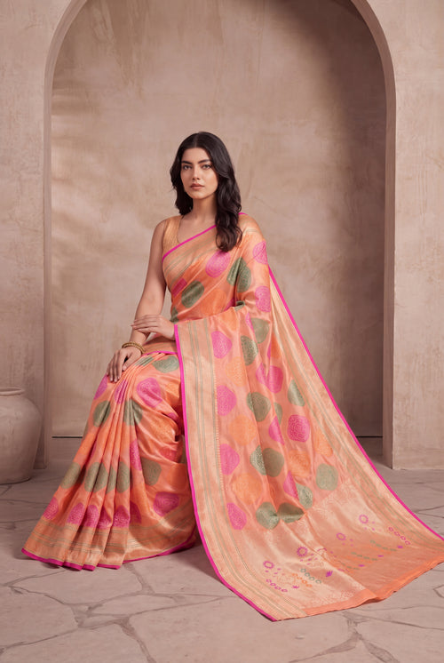 Attractive Heritage Woven Organza Banarasi Saree