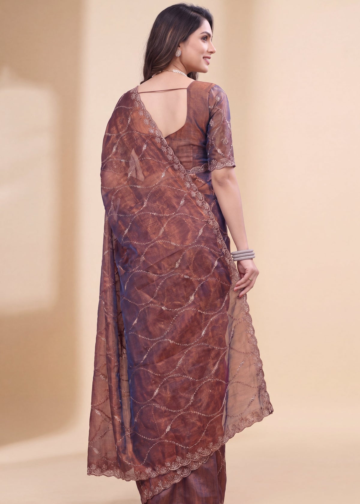 Fendy Chiffon Zari Work Designer Saree