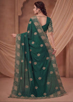 Elegant Soft NC Vichitra Floral Embroidery Saree
