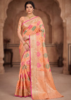 Elegant Woven Motifs Organza Banarasi Saree