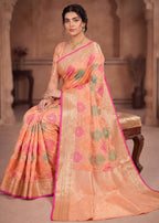 Elegant Woven Motifs Organza Banarasi Saree