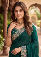 Mauve Floral Embroidered Designer Saree