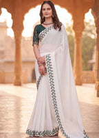 Festive Embroidered Shimmer Georgette Designer Saree