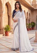 Festive Embroidered Shimmer Georgette Designer Saree