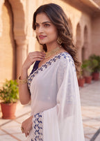 Festive Embroidered Shimmer Georgette Designer Saree