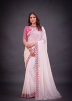 Festive Embroidered Shimmer Georgette Designer Saree