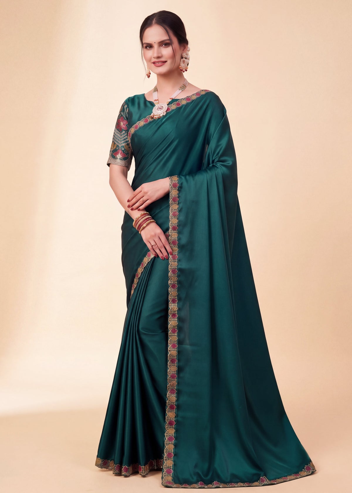 Floral Embroidered Saree with Designer Blouse