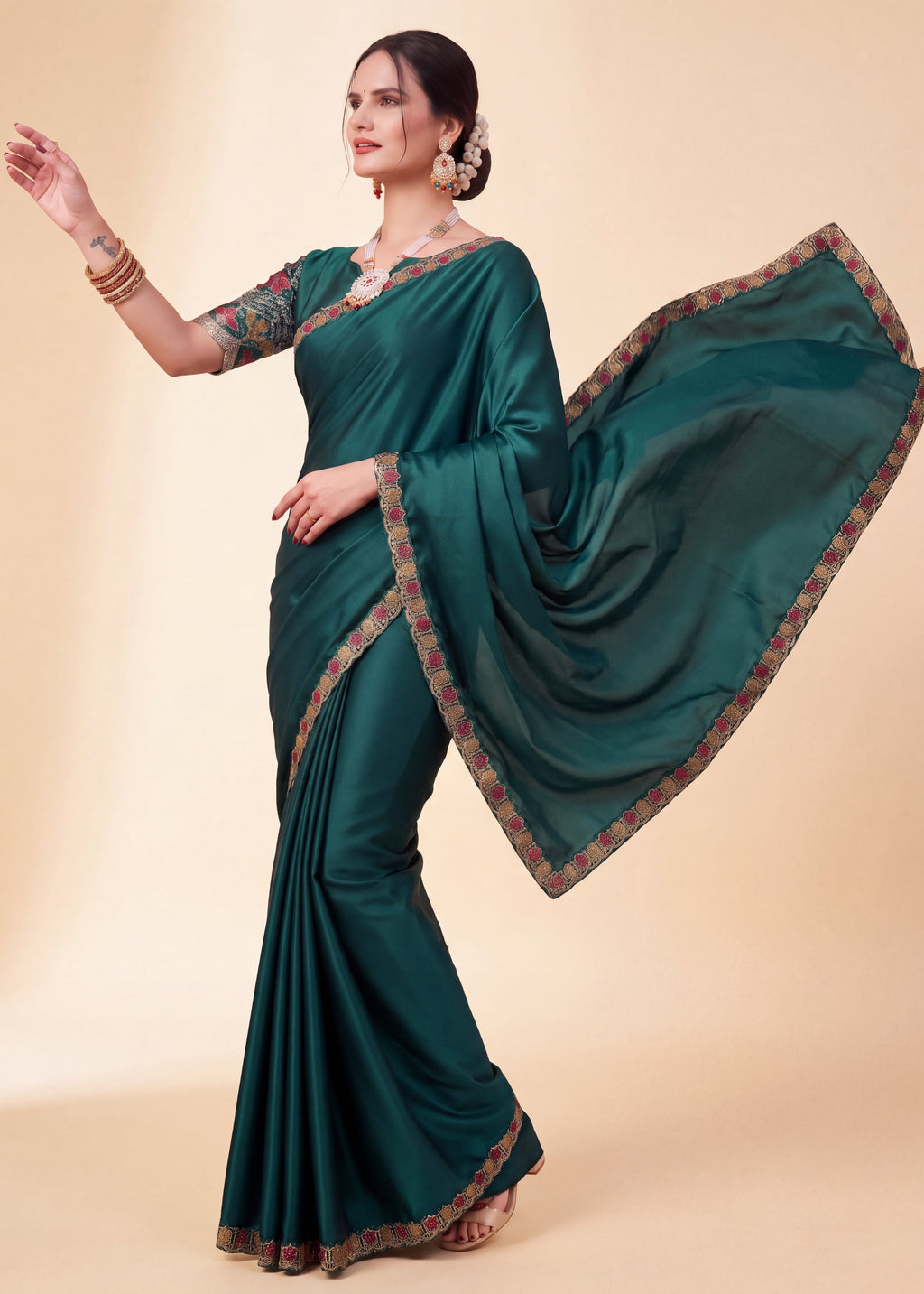Floral Embroidered Saree with Designer Blouse