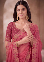 Embroidered Georgette Saree with Elegant Designer Border