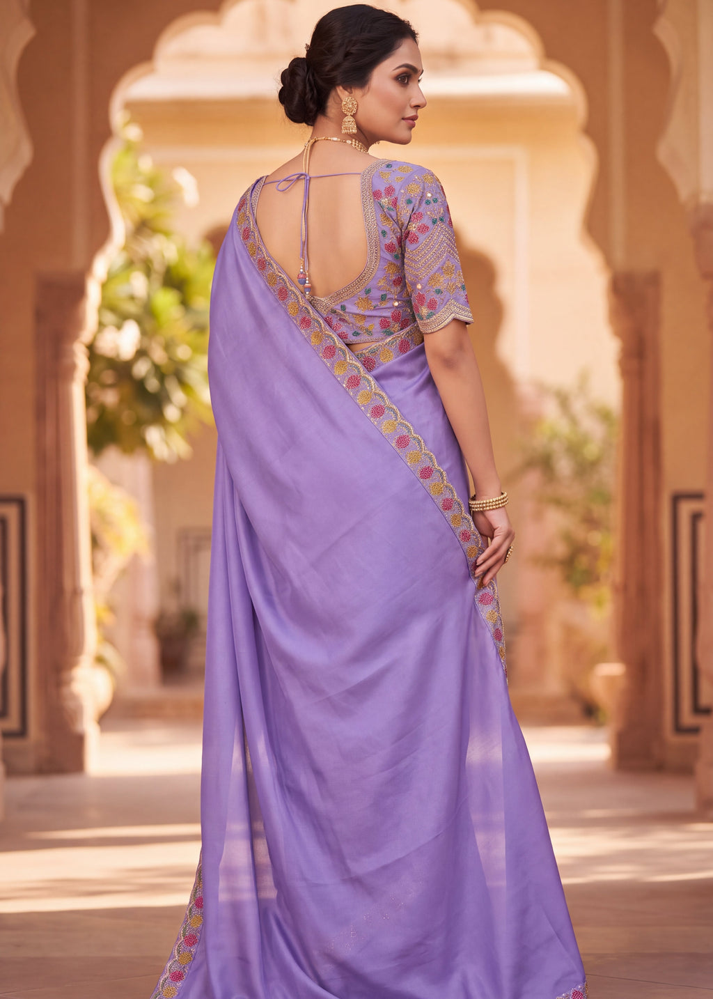Floral Embroidered Saree with Designer Blouse