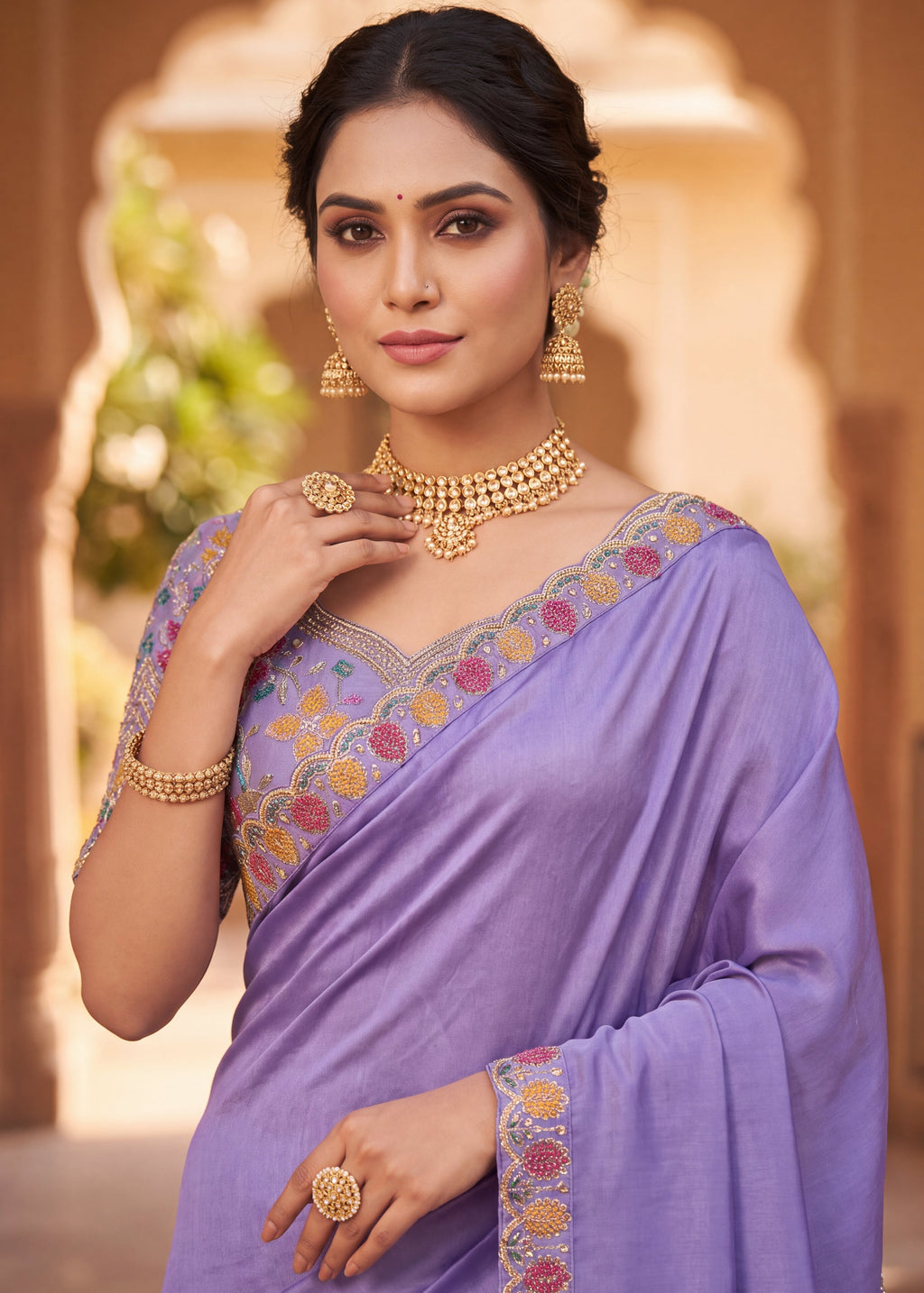 Floral Embroidered Saree with Designer Blouse