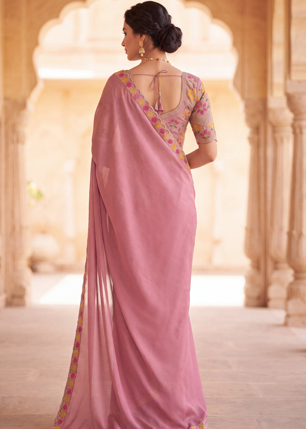 Floral Embroidered Saree with Designer Blouse