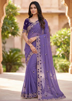 Embroidered Georgette Saree with Elegant Designer Border