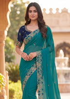 Embroidered Georgette Saree with Elegant Designer Border
