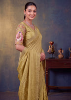 Pearl-Embellished Scalloped Border Saree