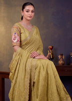 Pearl-Embellished Scalloped Border Saree