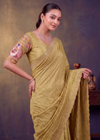 Pearl-Embellished Scalloped Border Saree