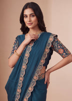 Heritage Floral Embroidered Satin Saree