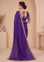 Heritage Floral Embroidered Satin Saree