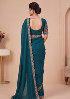 Heritage Floral Embroidered Satin Saree