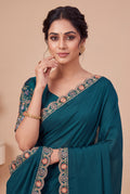 Heritage Floral Embroidered Satin Saree