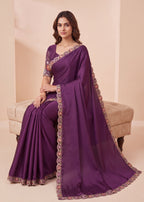Heritage Floral Embroidered Satin Saree