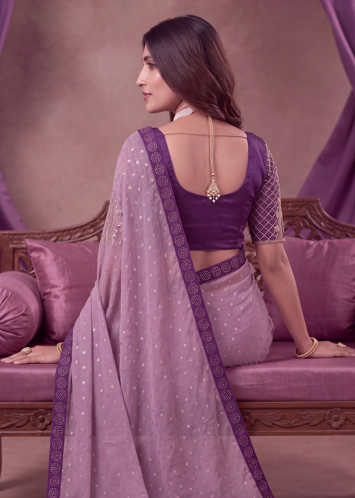 Heavy Sequin Embellished NC Moss Butti Saree