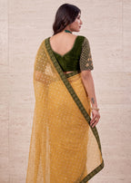 Heavy Sequin Embellished NC Moss Butti Saree