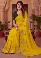 Festive Paisley Embroidered Georgette Saree