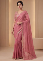 New Elegant Two-Tone Gold Crush Fancy Saree
