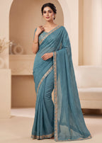 New Elegant Two-Tone Gold Crush Fancy Saree