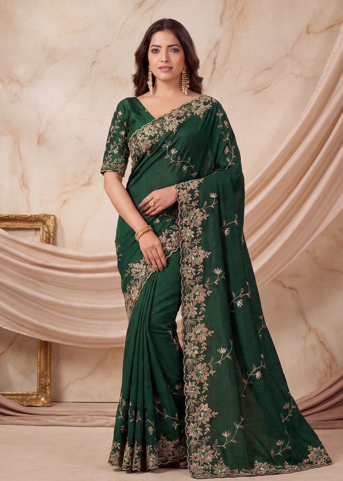 Elegant NC Vichitra Designer Festive Wear Saree