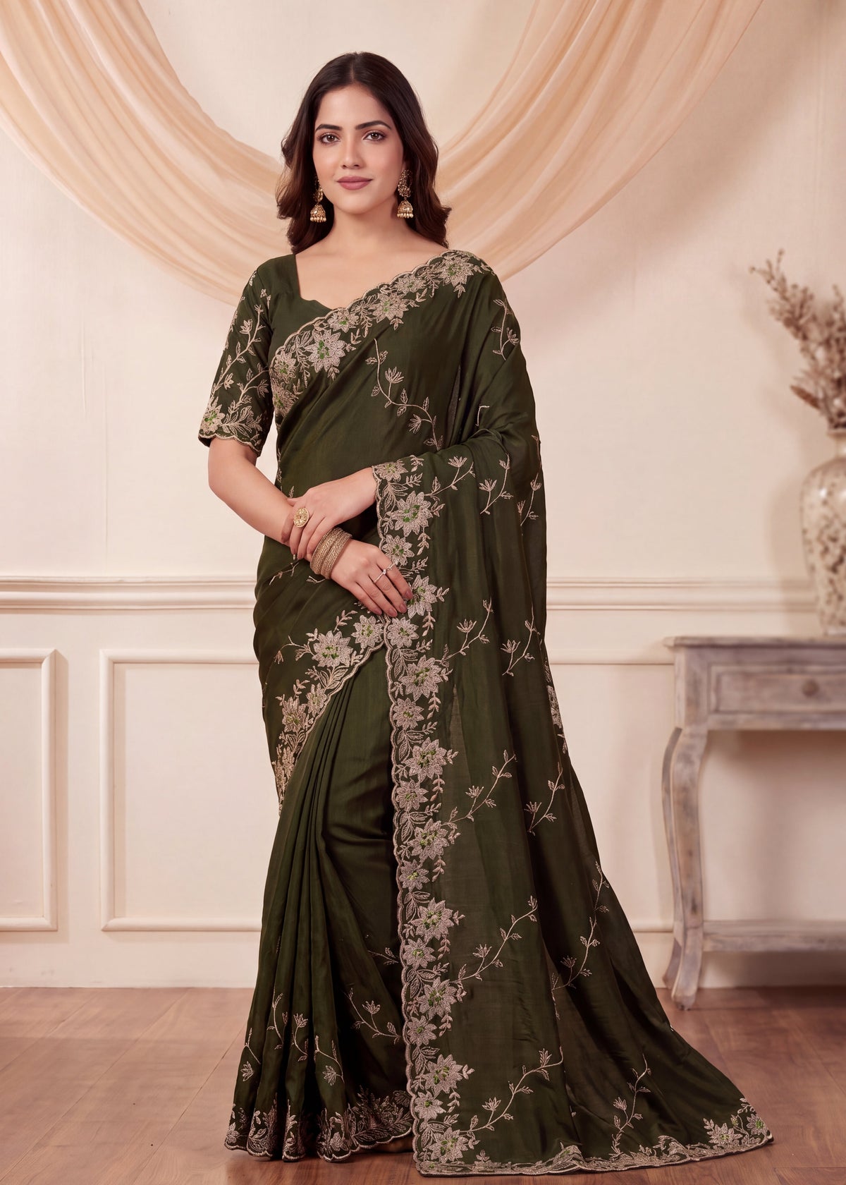 Elegant NC Vichitra Designer Festive Wear Saree