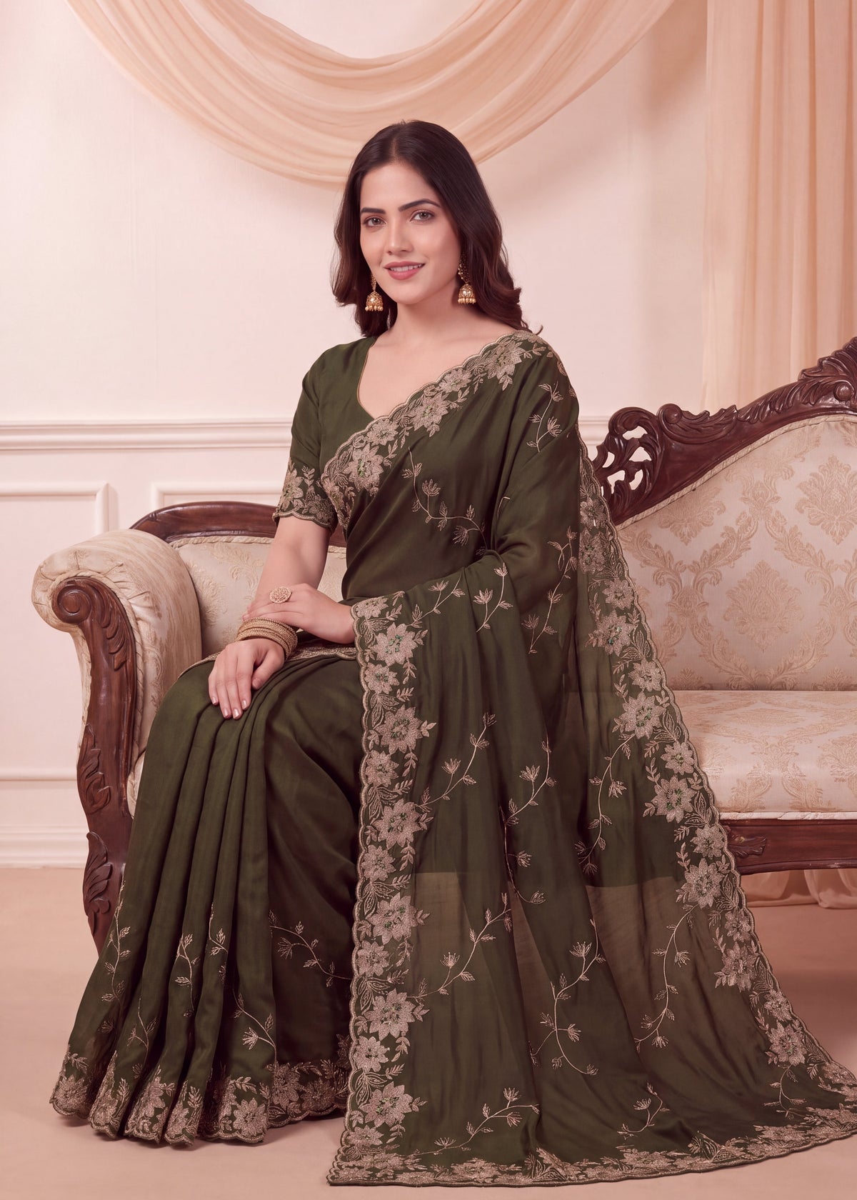 Elegant NC Vichitra Designer Festive Wear Saree