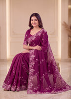 Elegant NC Vichitra Designer Festive Wear Saree