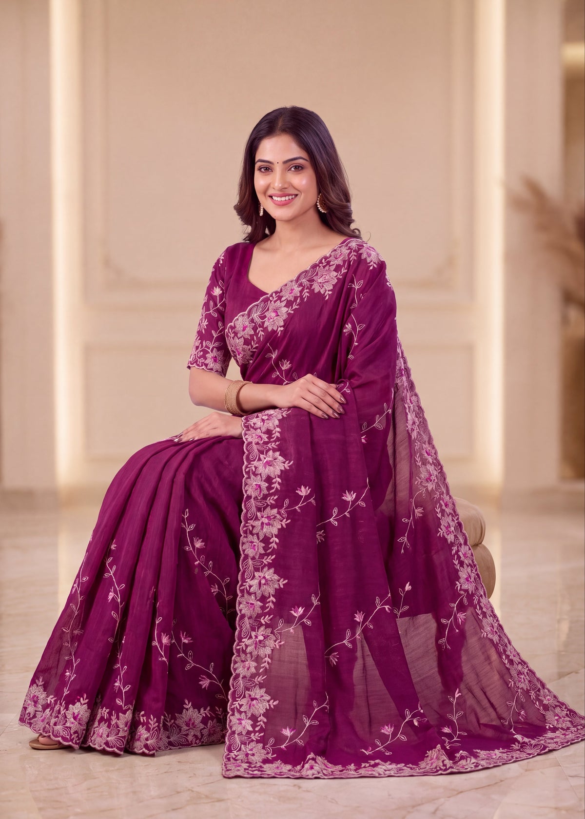 Elegant NC Vichitra Designer Festive Wear Saree