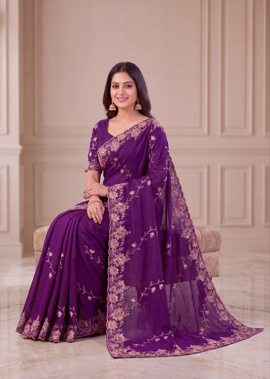 Elegant NC Vichitra Designer Wedding Wear Saree