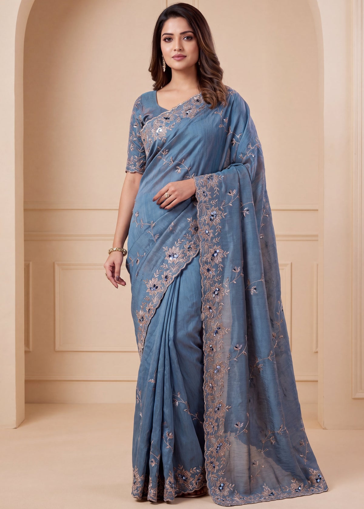 Elegant NC Vichitra Designer Festive Wear Saree
