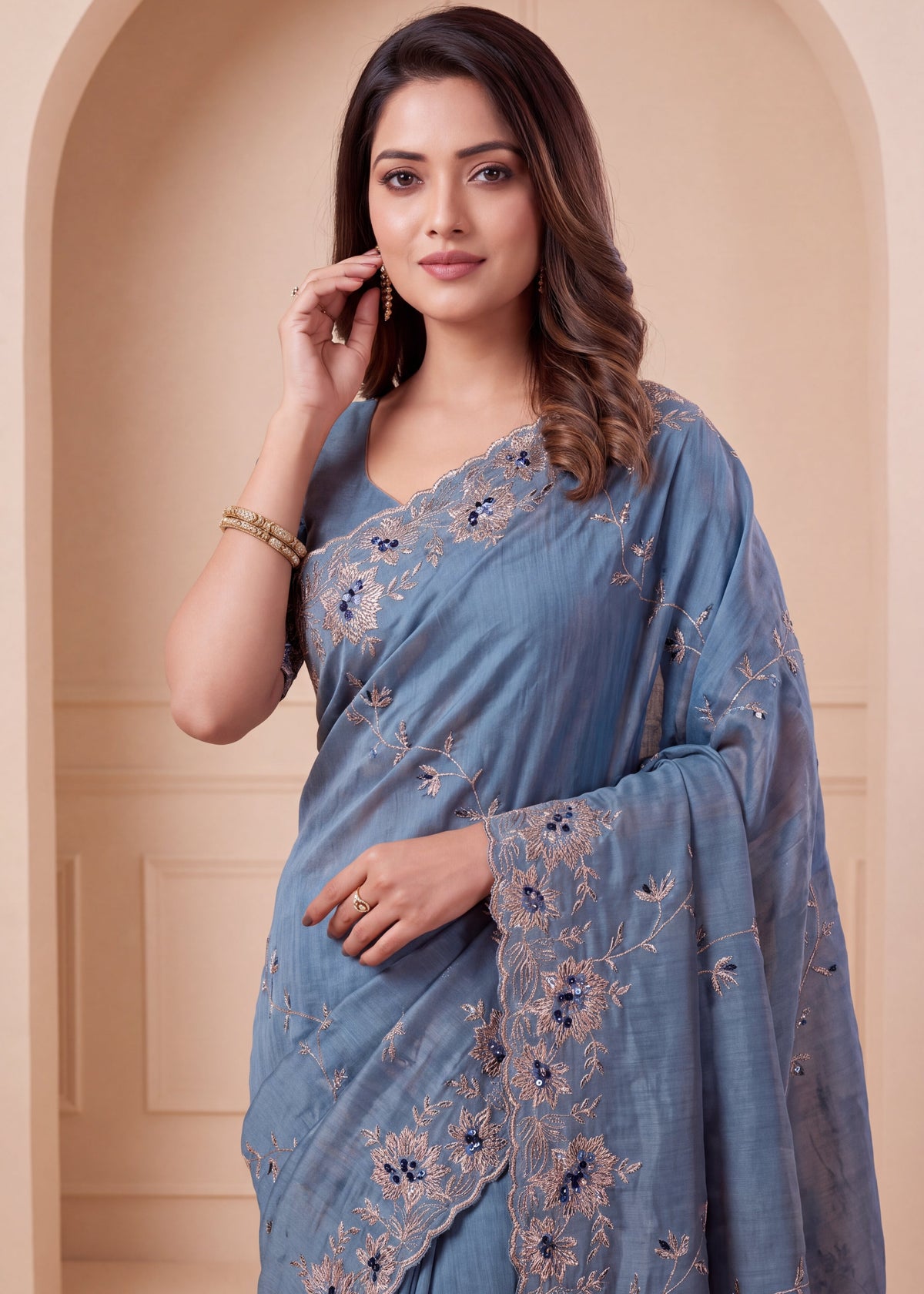 Elegant NC Vichitra Designer Festive Wear Saree