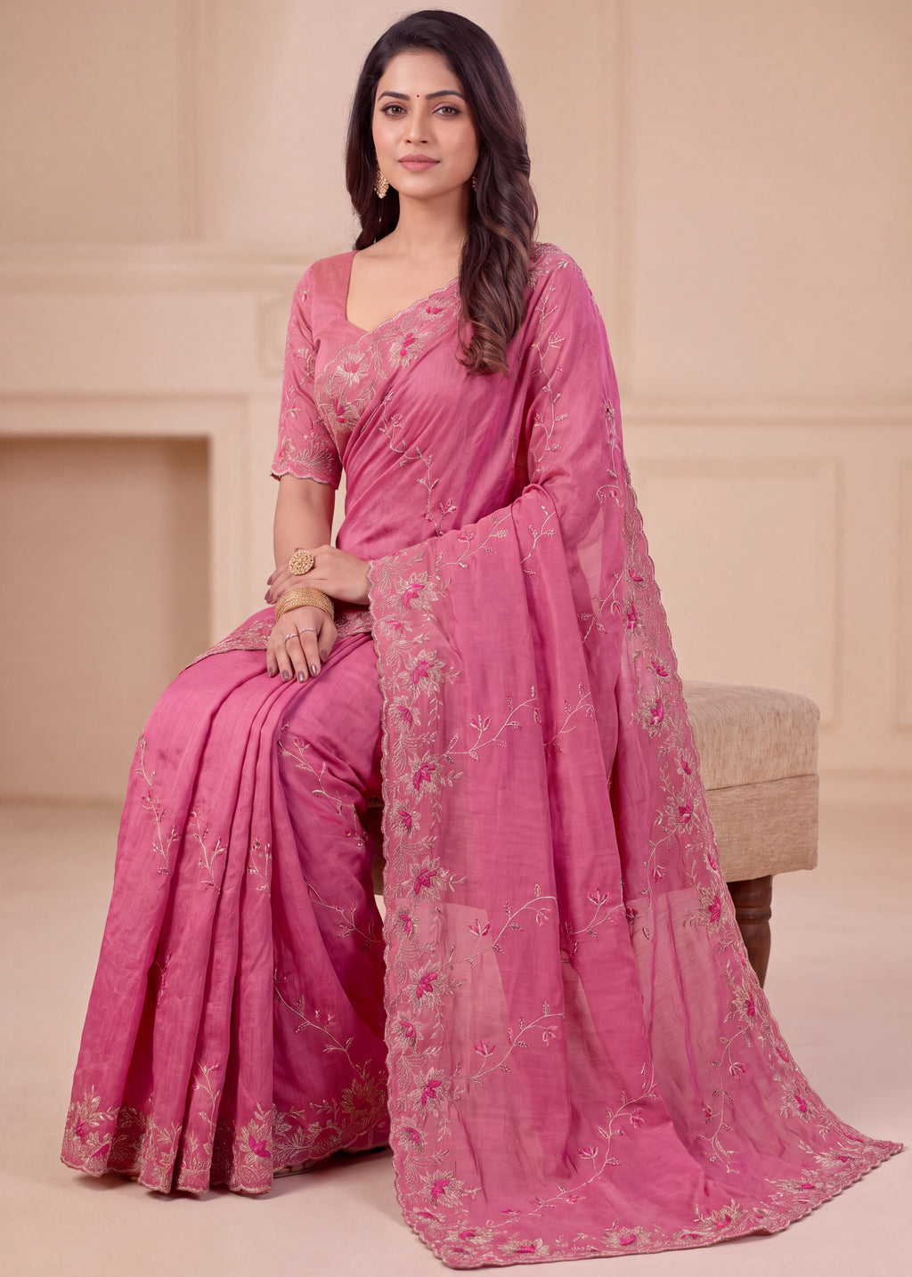 Elegant NC Vichitra Designer Wedding Wear Saree