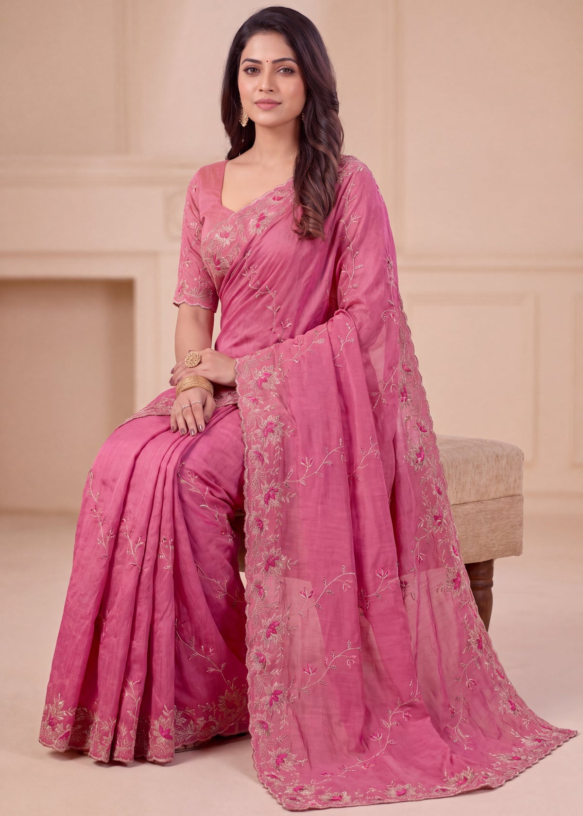 Elegant NC Vichitra Designer Wedding Wear Saree