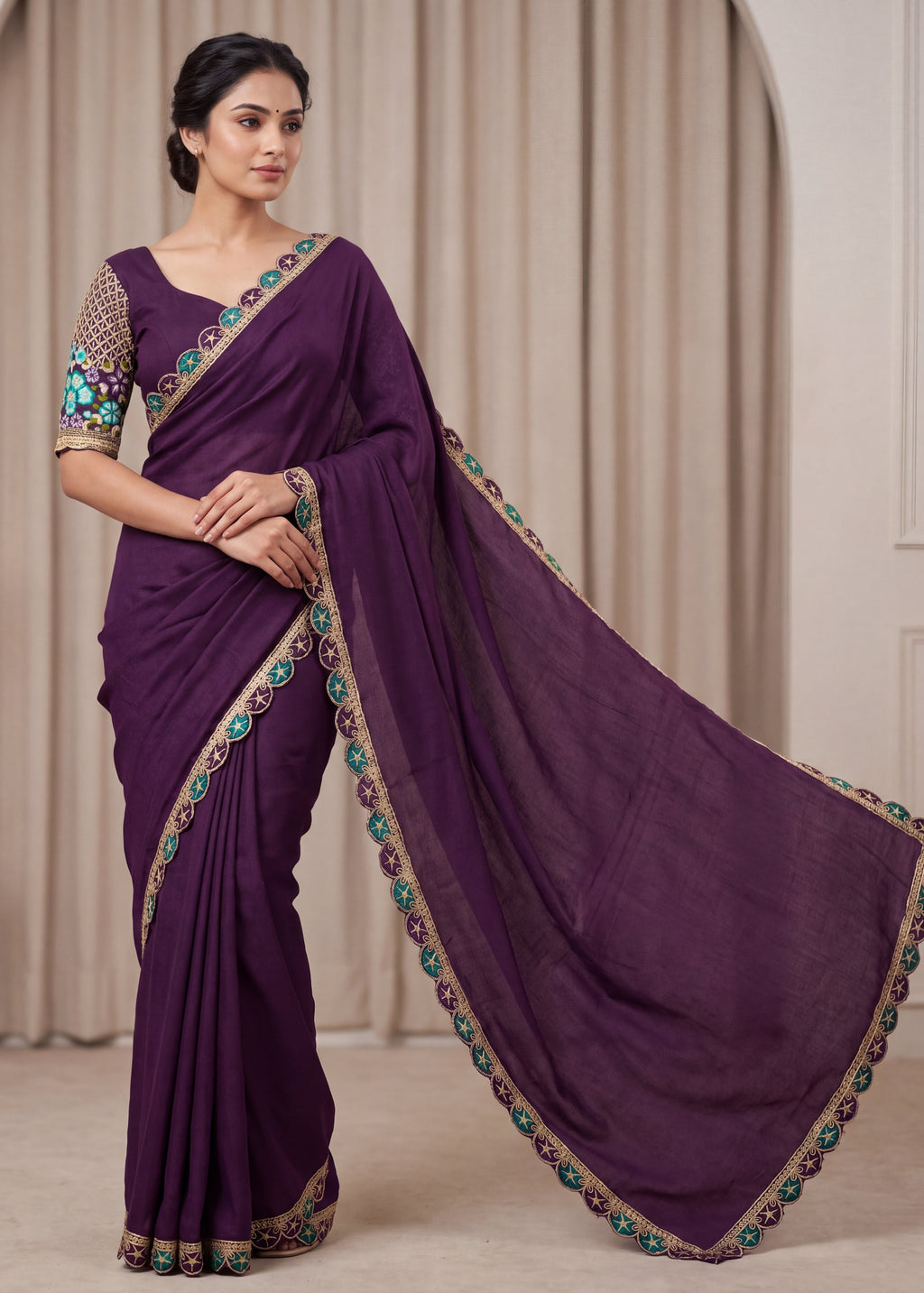 Premium Tesla Embroidered Designer Saree