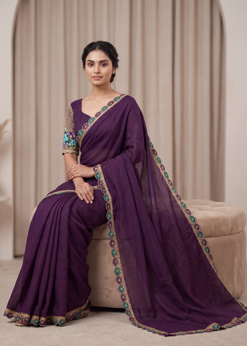 Premium Tesla Embroidered Designer Saree