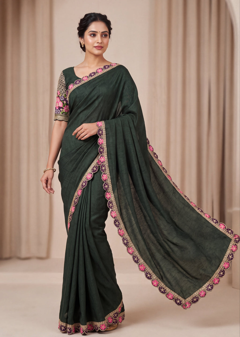 Premium Tesla Embroidered Designer Saree