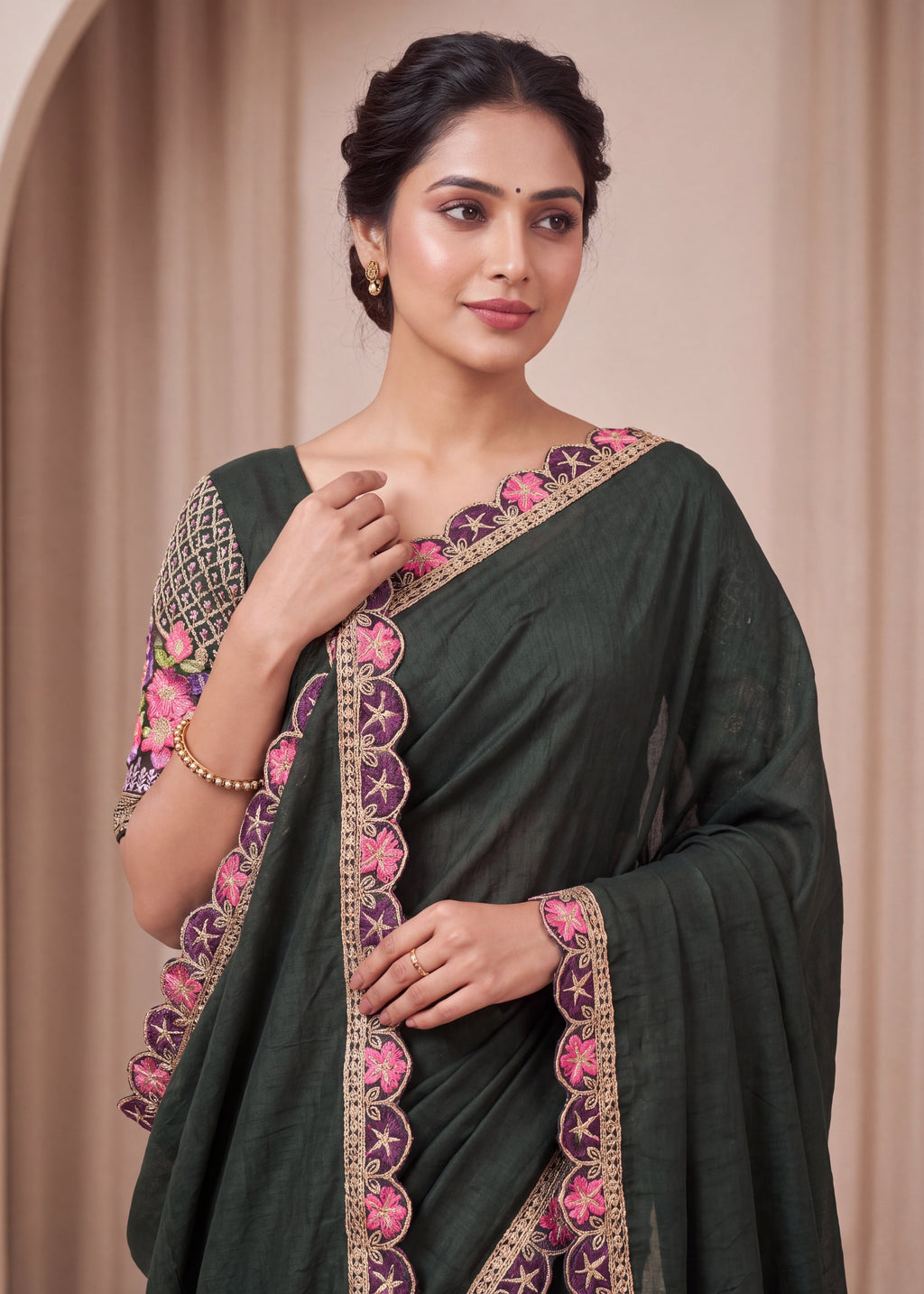Premium Tesla Embroidered Designer Saree