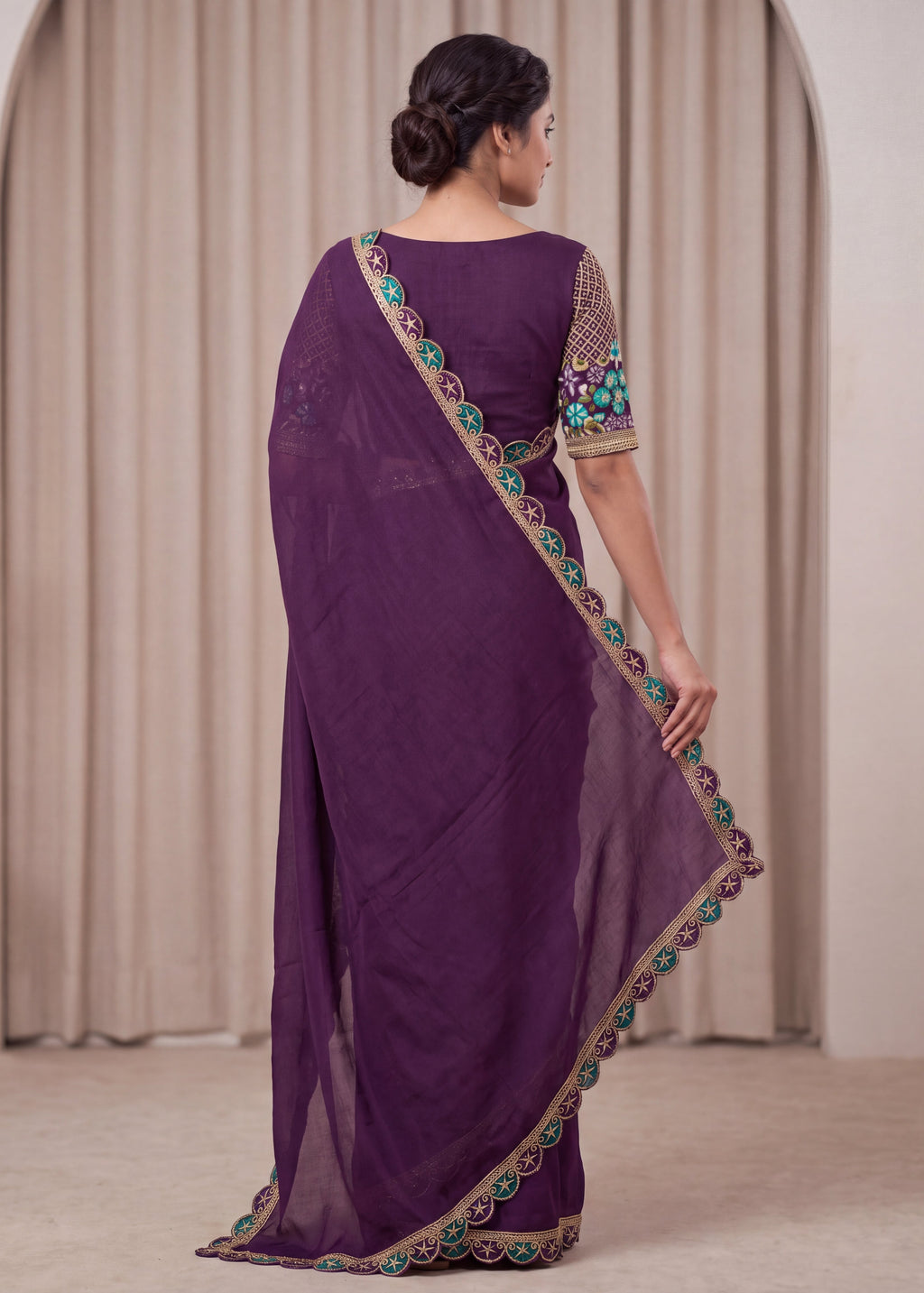 Premium Tesla Embroidered Designer Saree